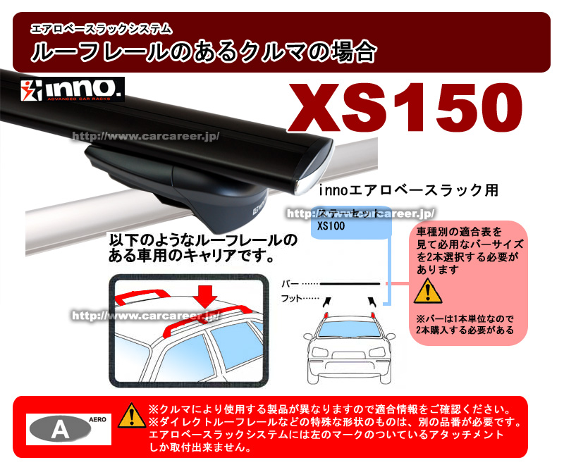 送料込　美品inno エアロベースXS150 ルーフキャリアセット