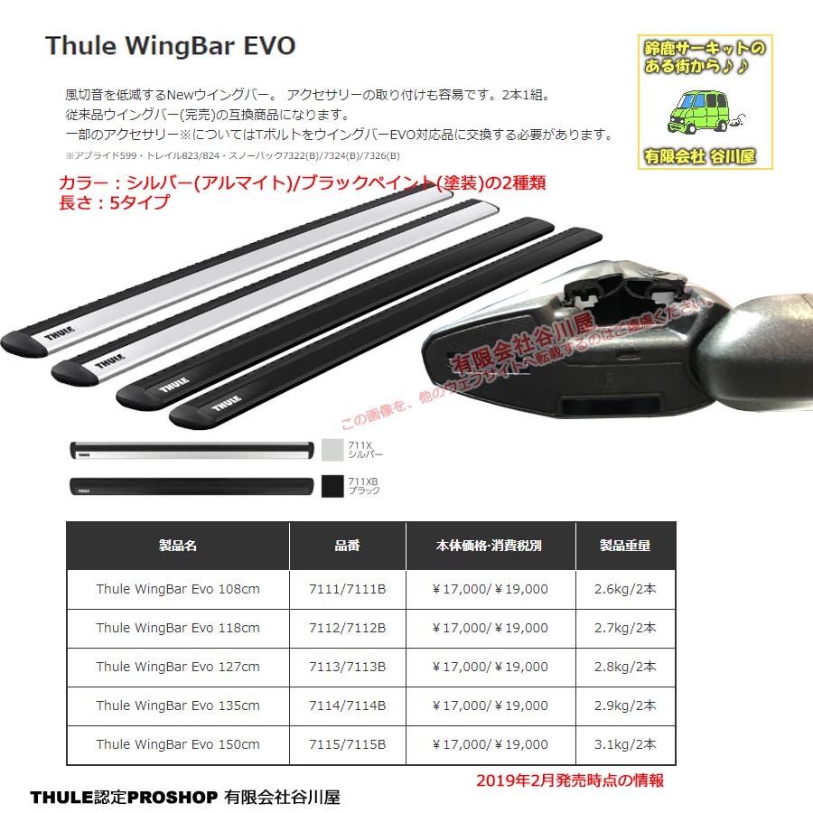 THULE WingbarEvo th7112 (118cm)アルミ製シルバーアルマイト 