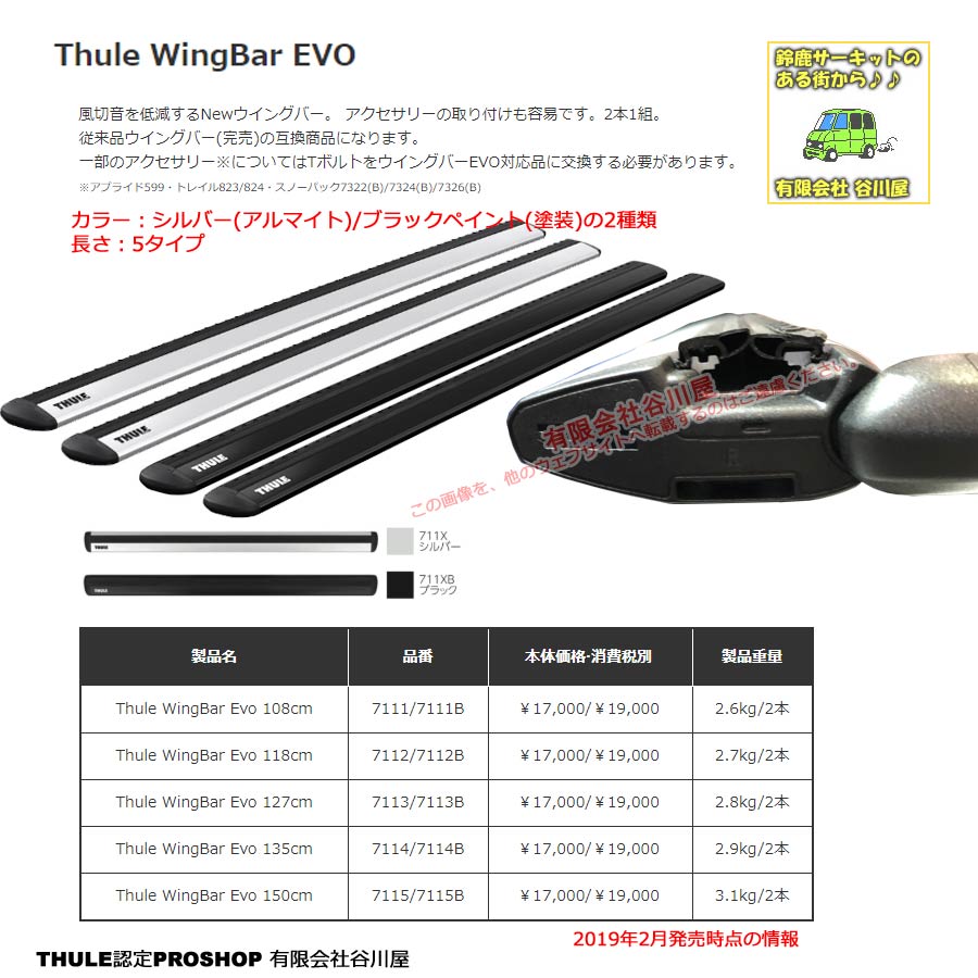 THULE WingBar EVO スーリー TH7112B 118cm2本