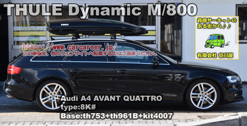 THULE Dynamic M/800ブラック Audi A4 avantダイレクトルーフレール付 